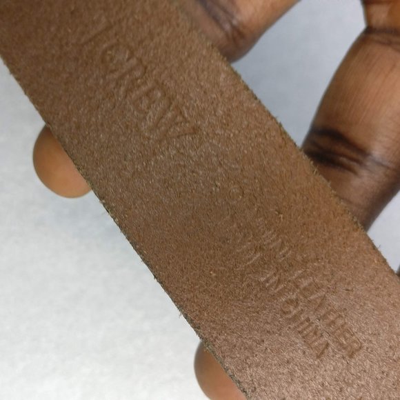 Leather Belt Roller-buckle Italian Leather 34 Earthy Brown Minimalist 43" long - Picture 4 of 10